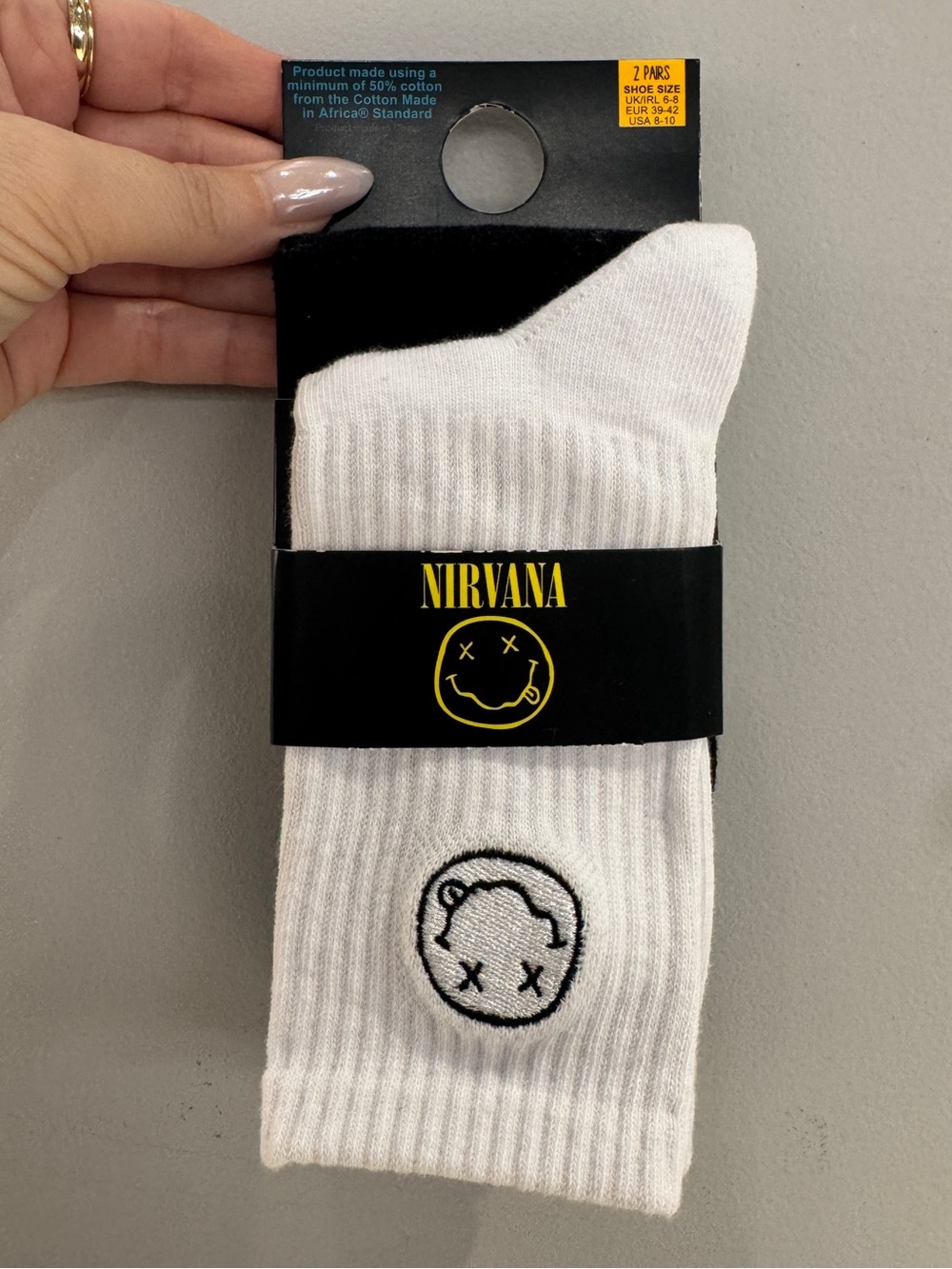 Nirvana Crew Socks 2 Pack Womens size 8-10